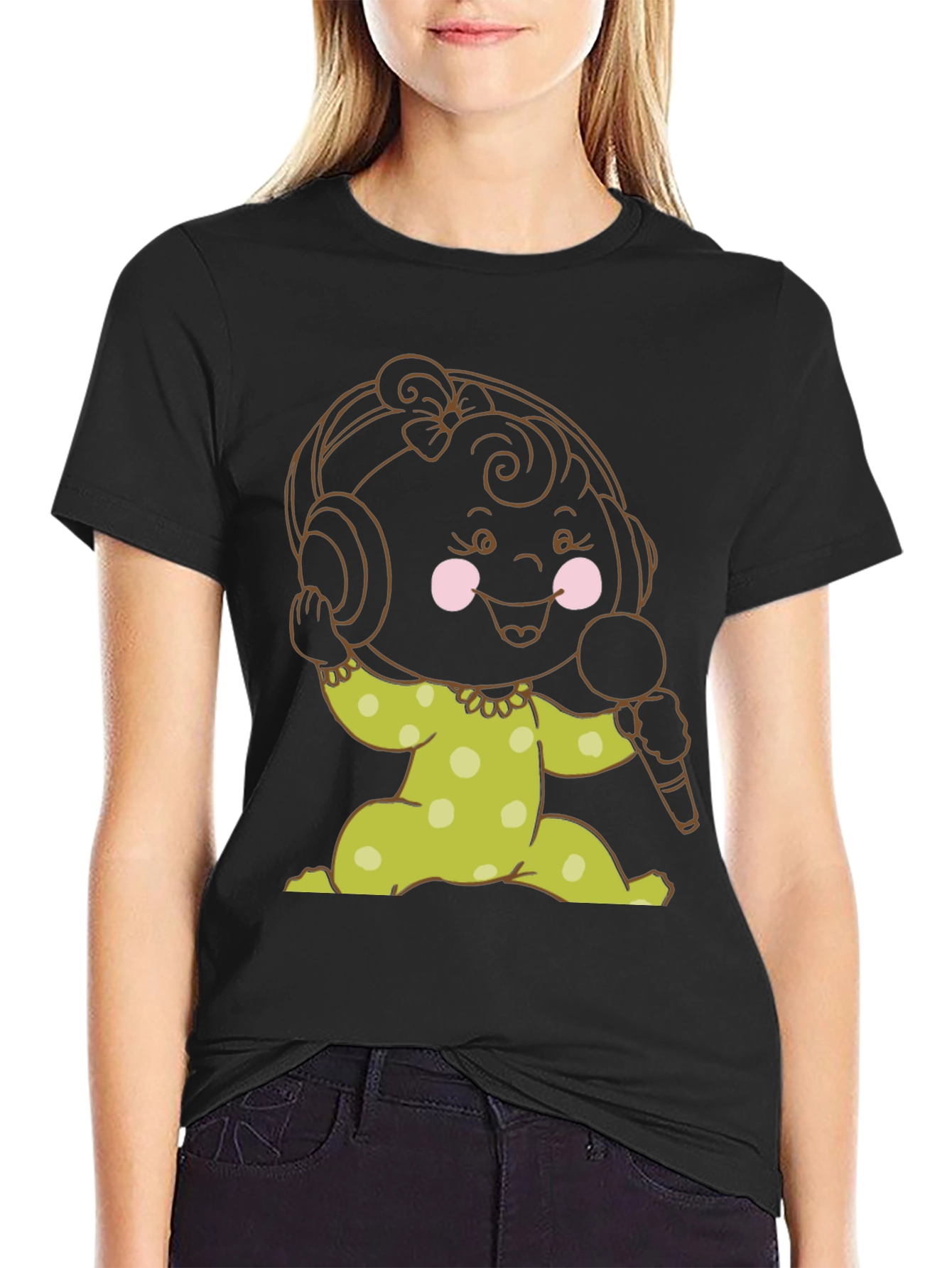 Cartoon Baby DJ Graphic T-Shirt
