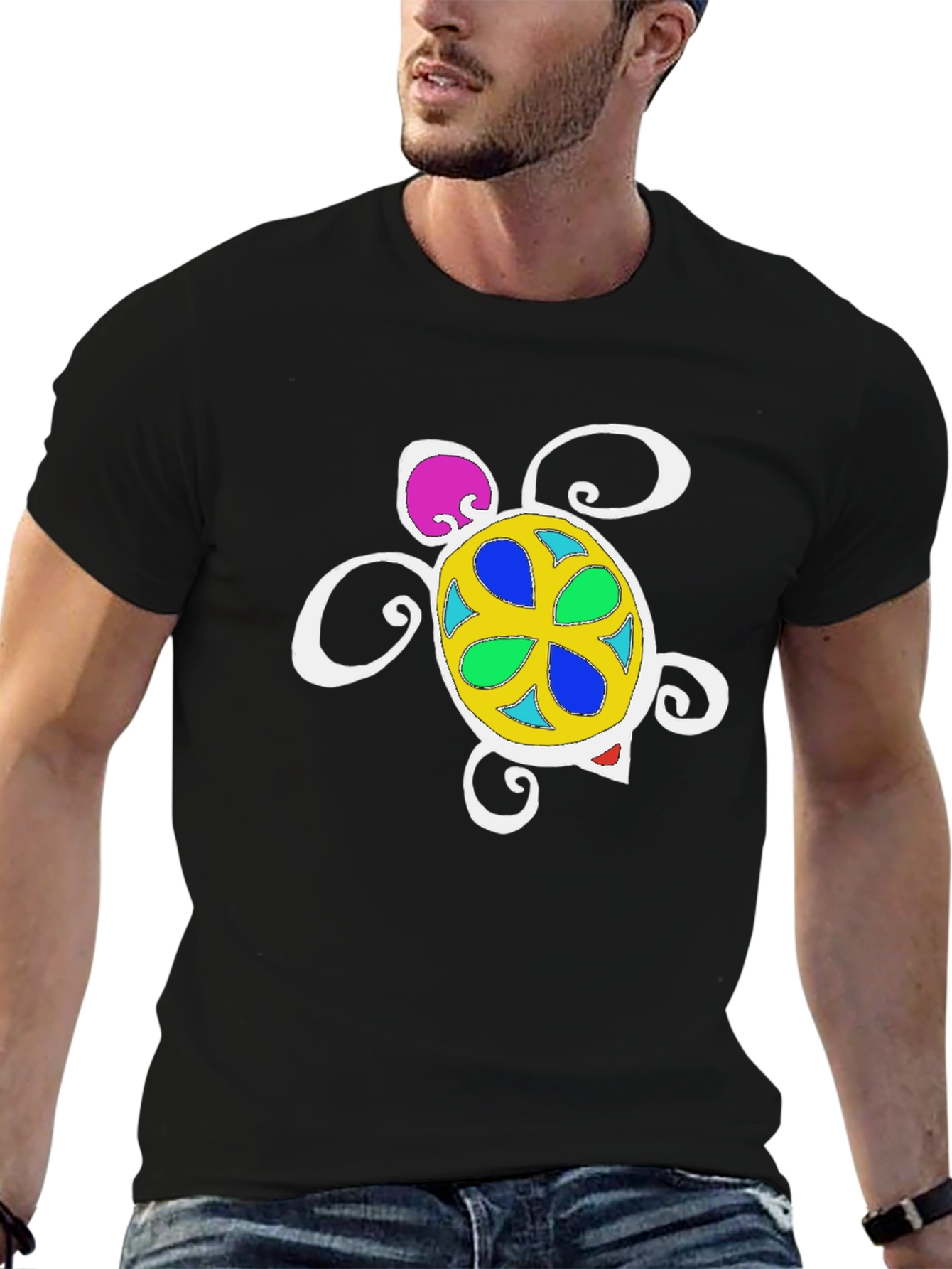 Funky Turtle Graphic Tee - Black Unisex T-Shirt