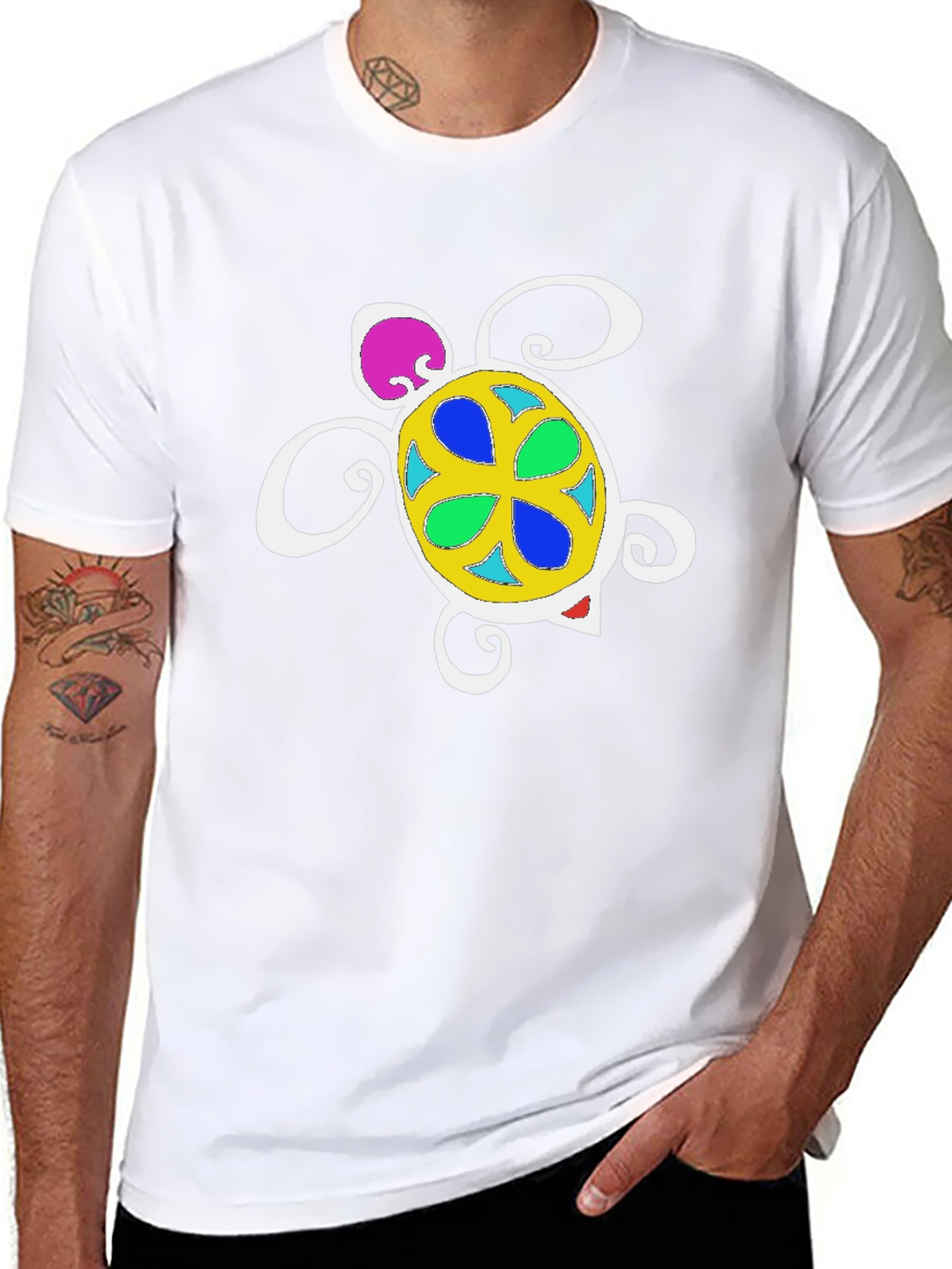 Funky Turtle Graphic Tee - Black Unisex T-Shirt