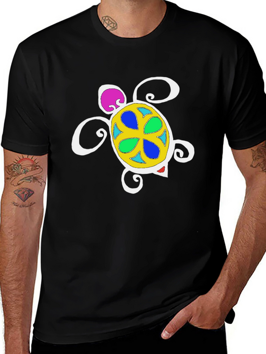 Funky Turtle Graphic Tee - Black Unisex T-Shirt