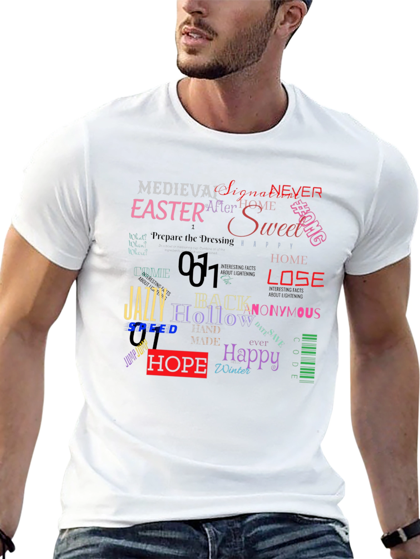 Word Collage Graphic Print Tee