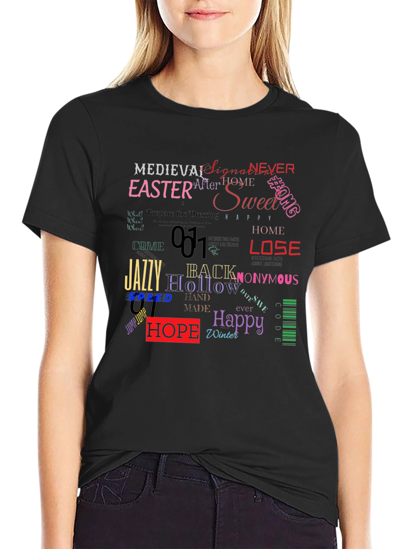 Word Collage Graphic Print Tee