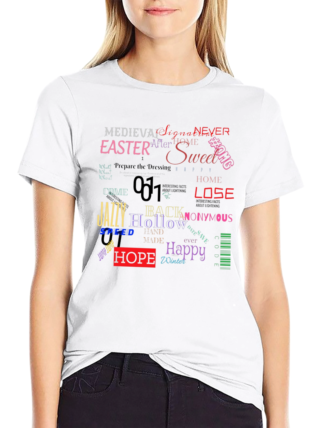 Word Collage Graphic Print Tee