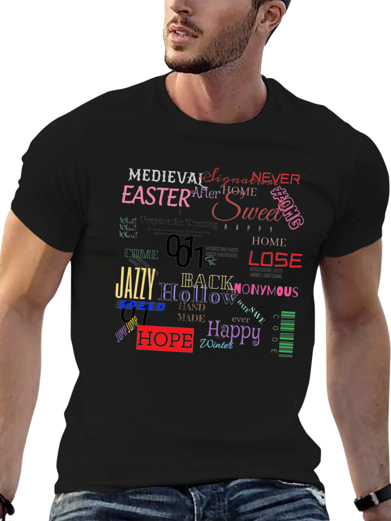 Word Collage Graphic Print Tee