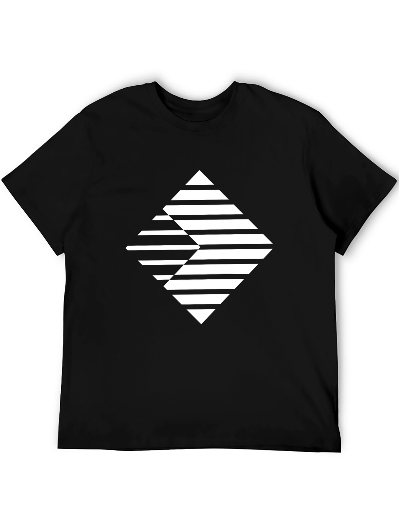Modern Geometric Graphic Tee - Black
