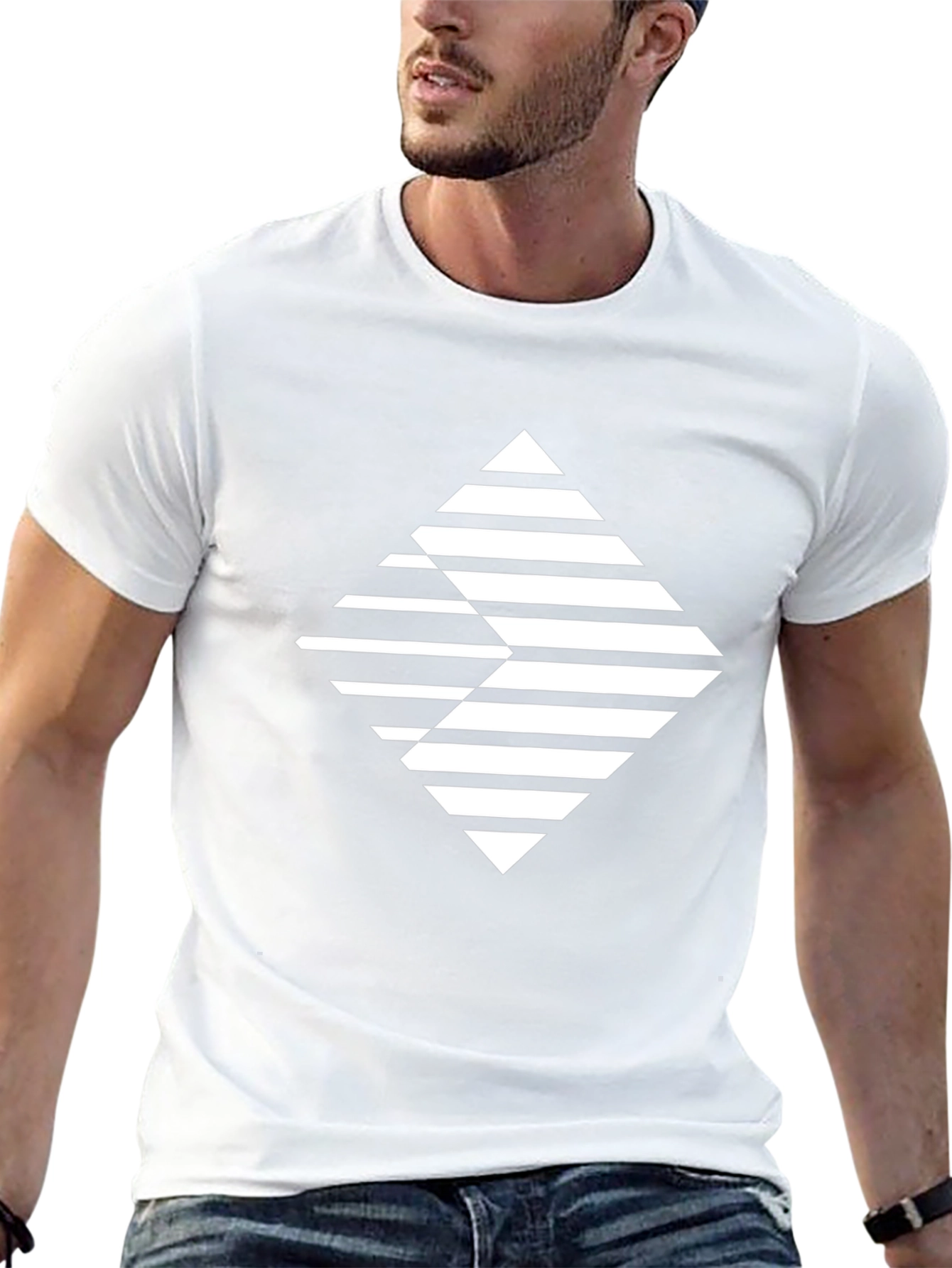 Modern Geometric Graphic Tee - Black