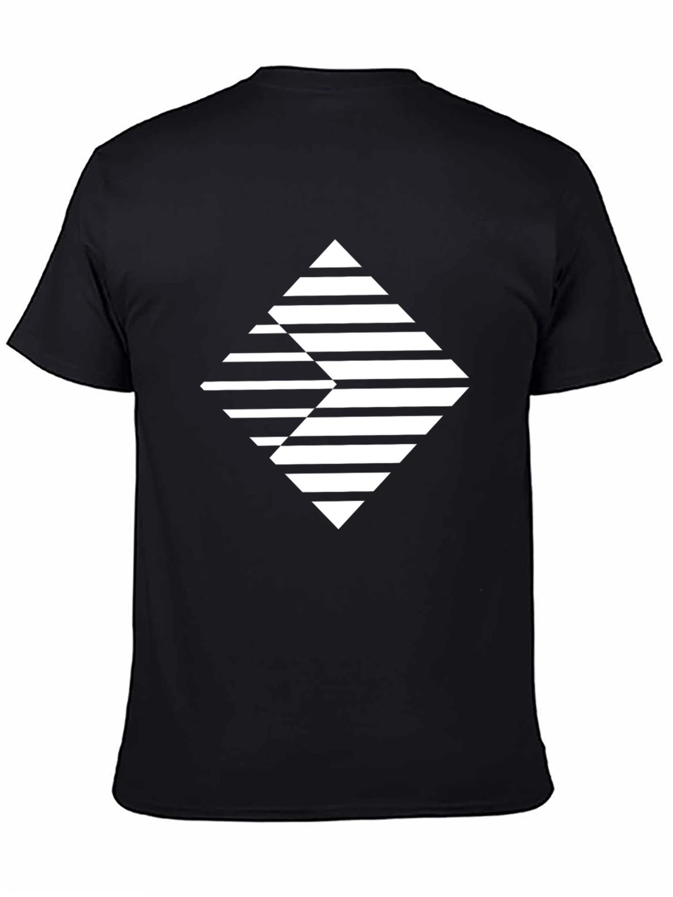 Modern Geometric Graphic Tee - Black