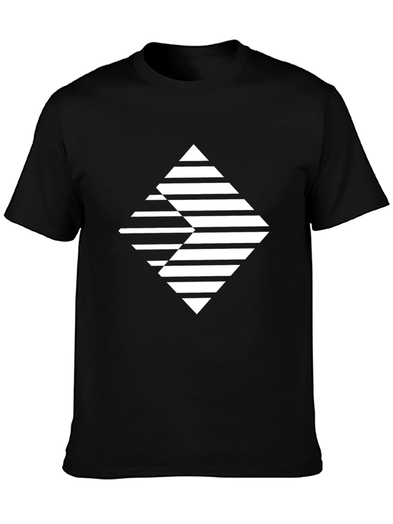 Modern Geometric Graphic Tee - Black