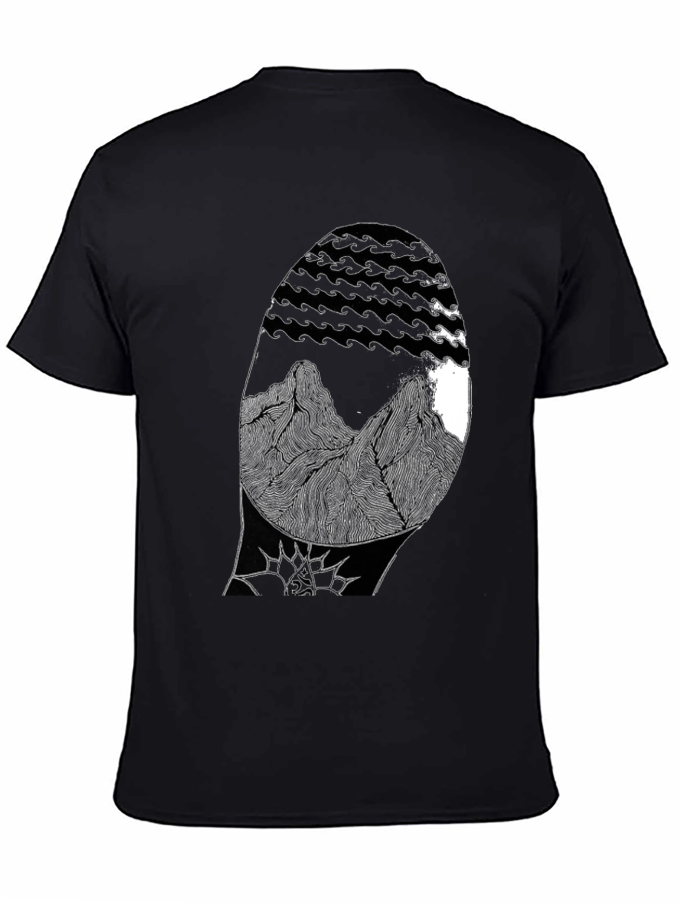 Abstract Mountain Graphic Black T-Shirt