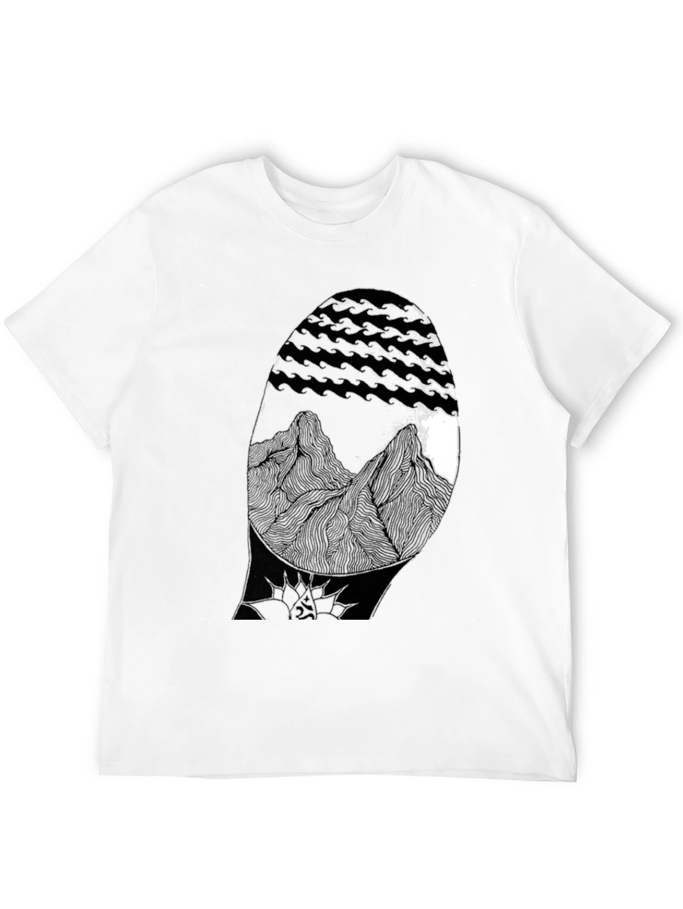 Abstract Mountain Graphic Black T-Shirt
