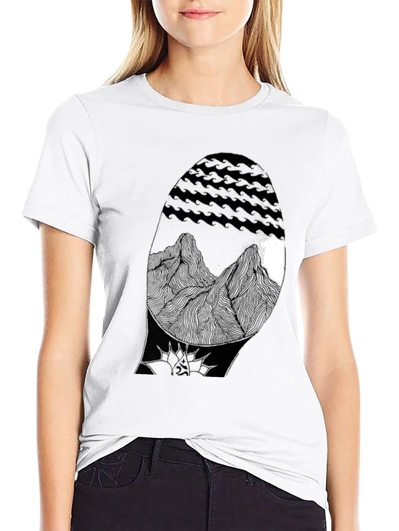 Abstract Mountain Graphic Black T-Shirt