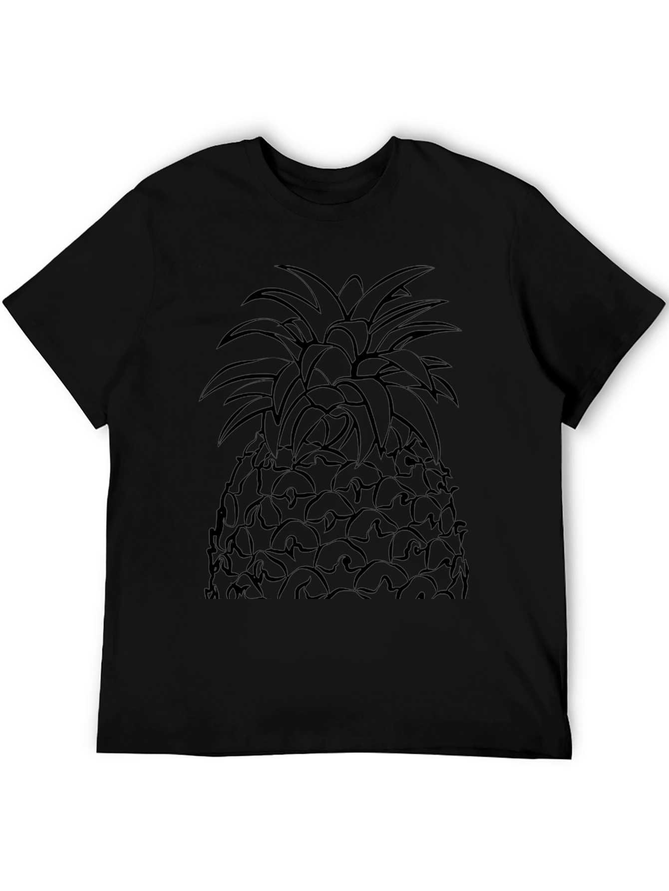 Pineapple Graphic Print Mens Black T-Shirt
