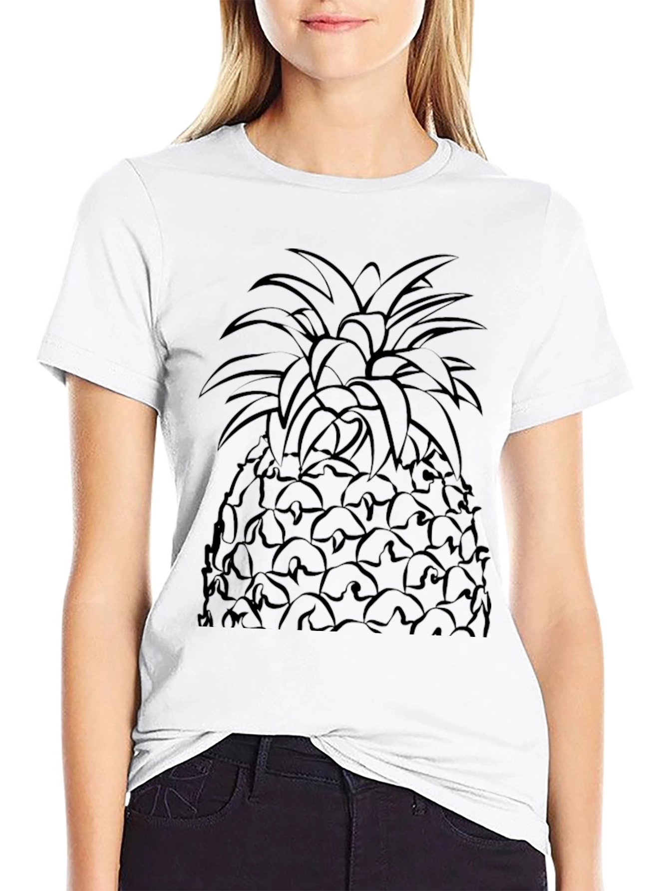 Pineapple Graphic Print Mens Black T-Shirt