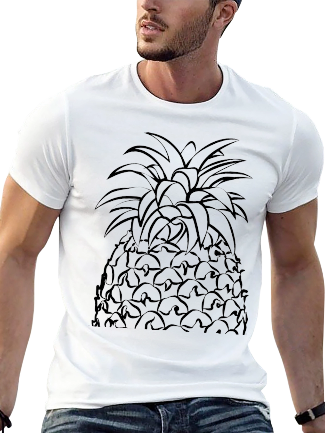 Pineapple Graphic Print Mens Black T-Shirt
