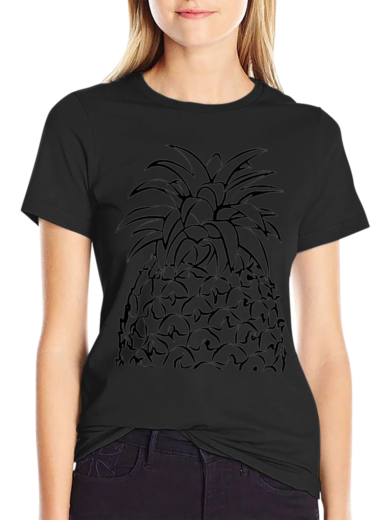 Pineapple Graphic Print Mens Black T-Shirt