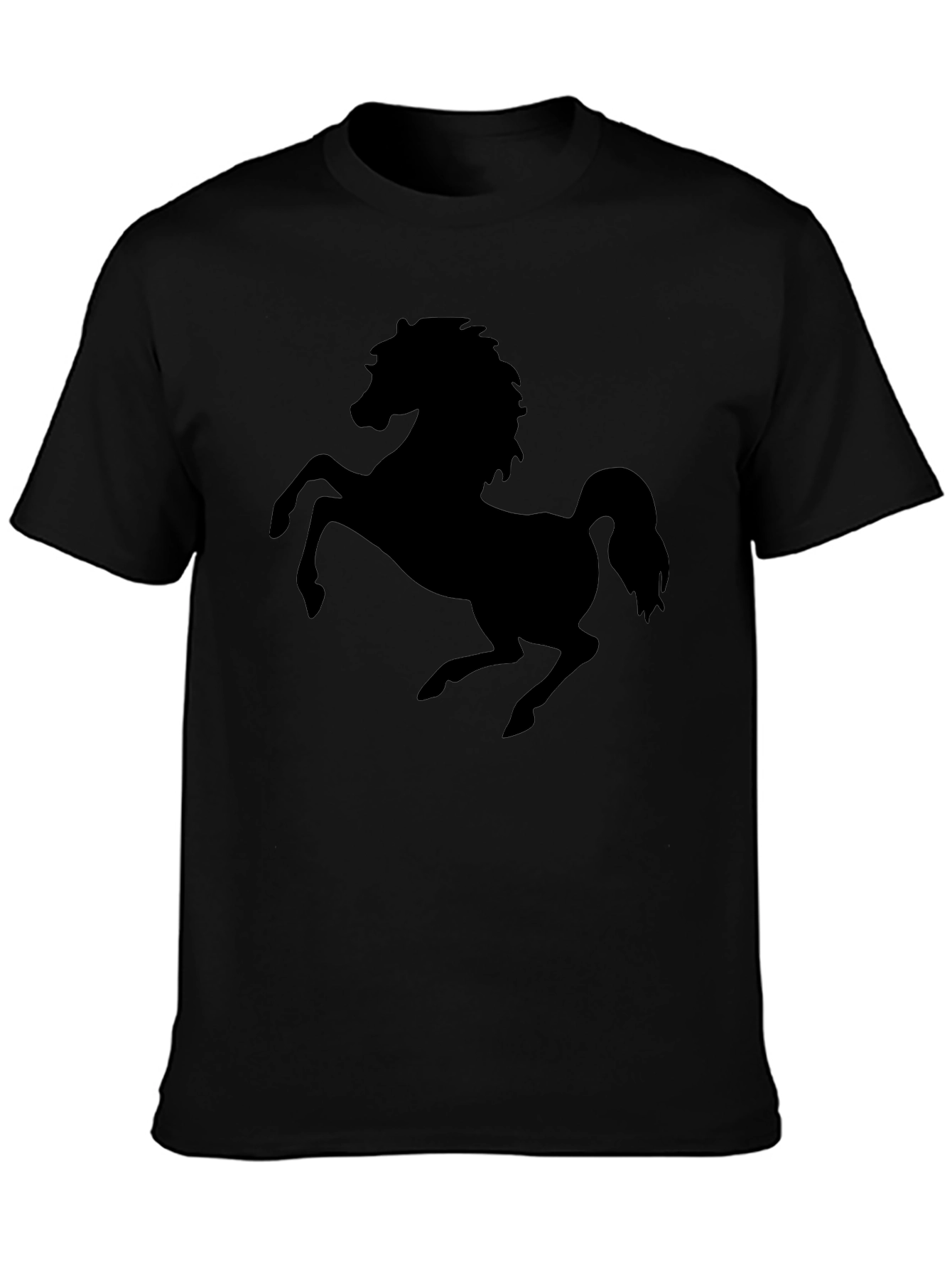 Black T-Shirt with Horse Silhouette Graphic