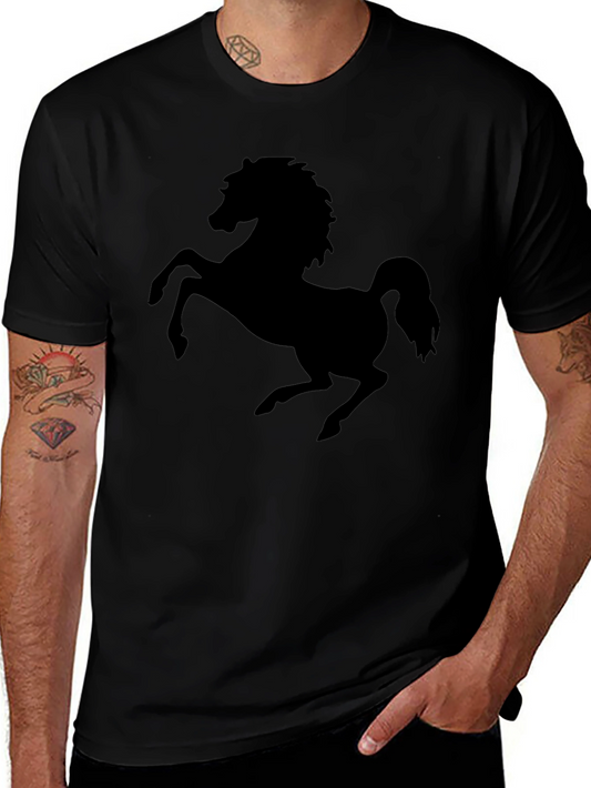 Black T-Shirt with Horse Silhouette Graphic