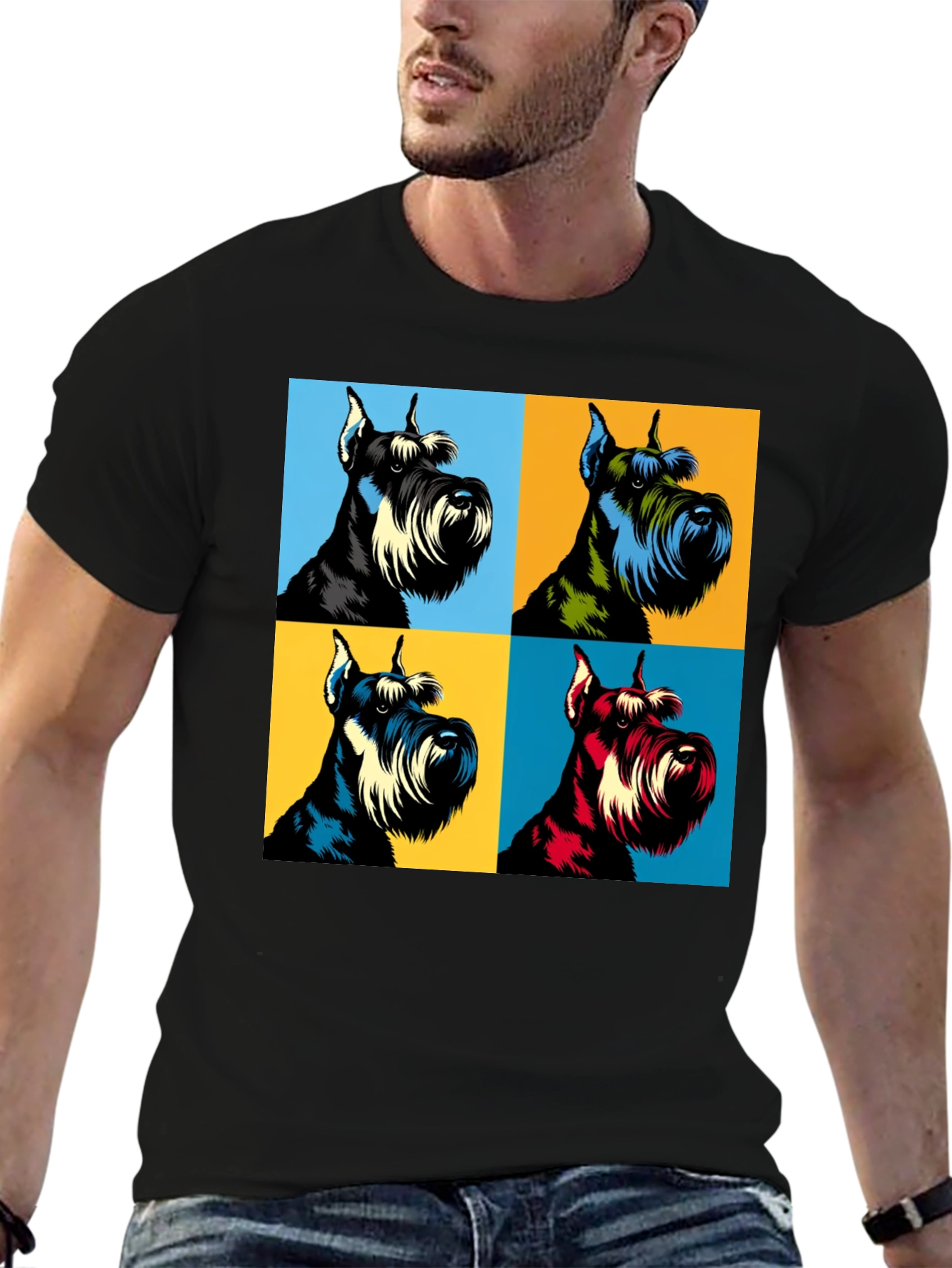 Pop Art Schnauzer Dog T-Shirt - Unique Graphic Tee