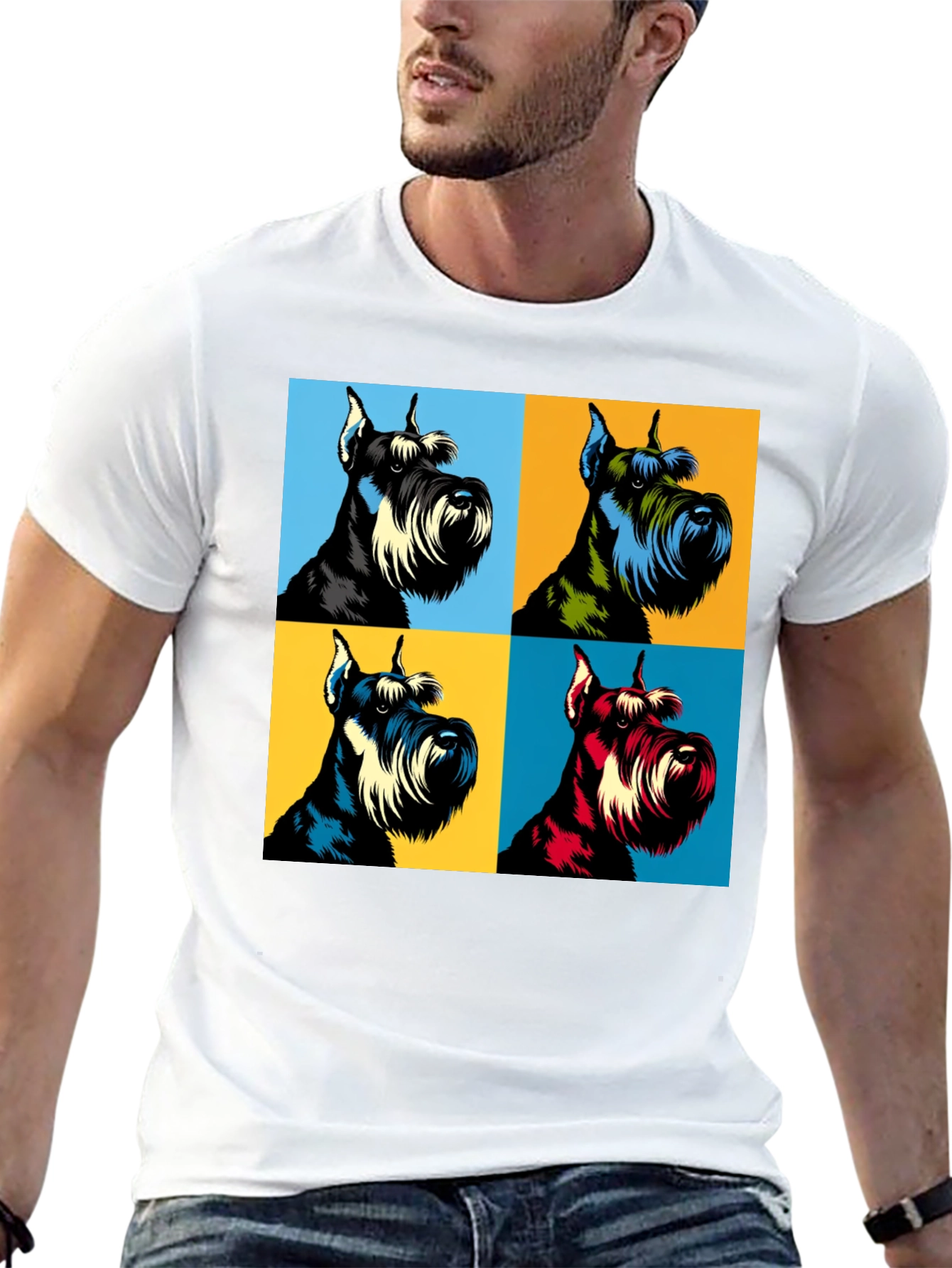 Pop Art Schnauzer Dog T-Shirt - Unique Graphic Tee