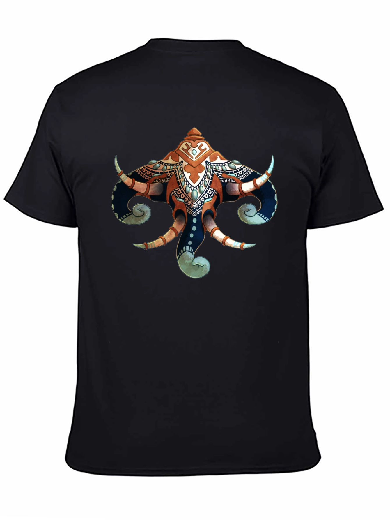 Elephant Head Graphic Print Black T-Shirt
