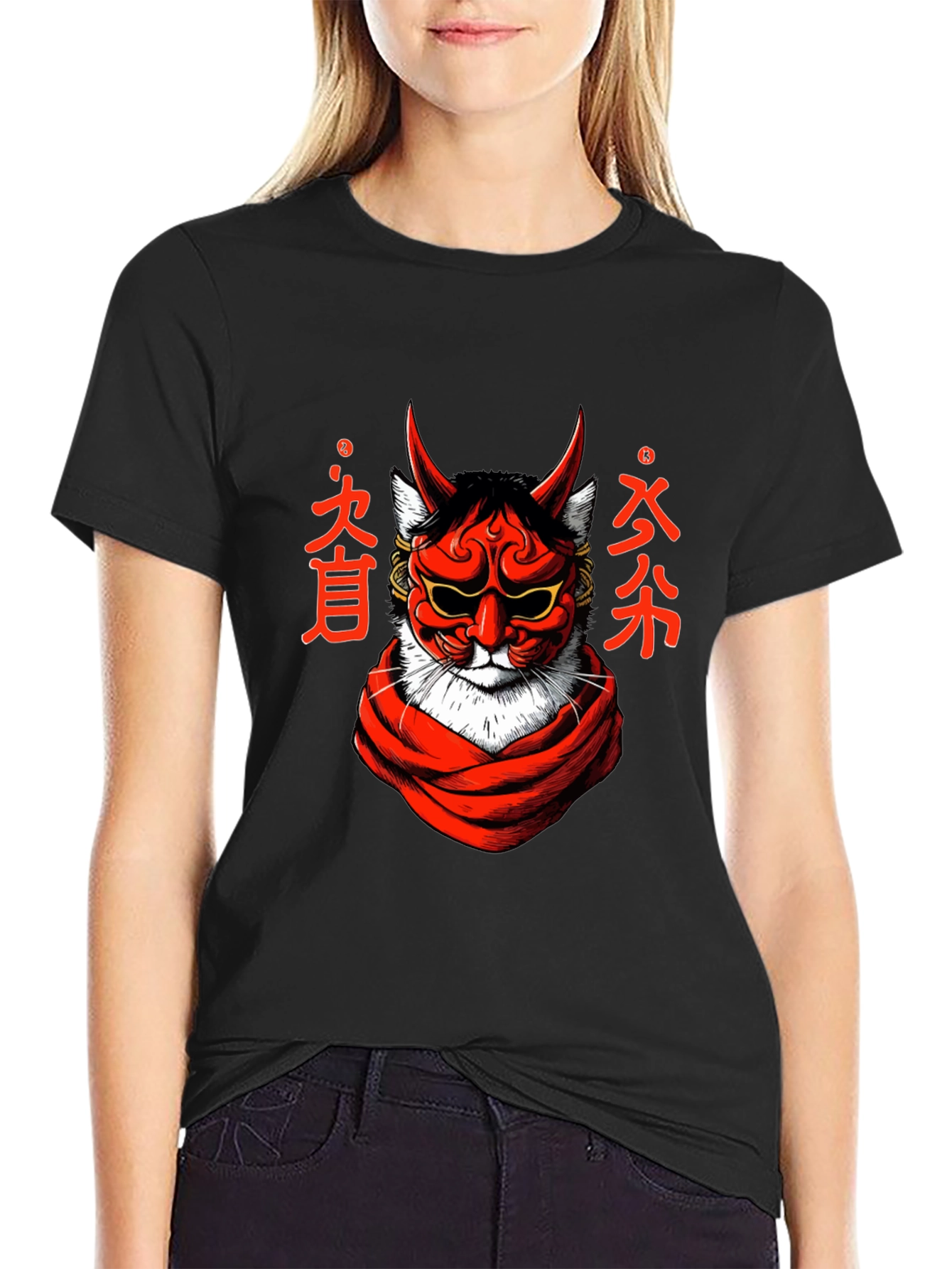 Japanese Oni Cat T-Shirt - Unique Graphic Tee