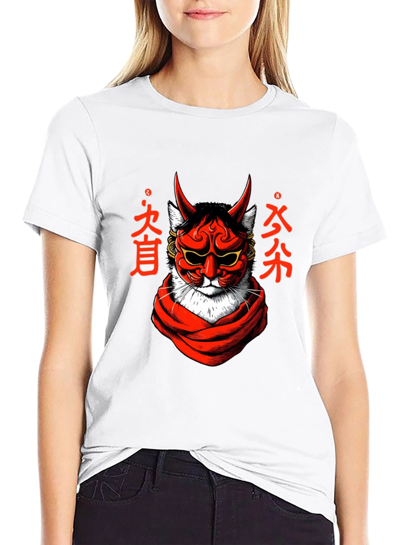 Japanese Oni Cat T-Shirt - Unique Graphic Tee