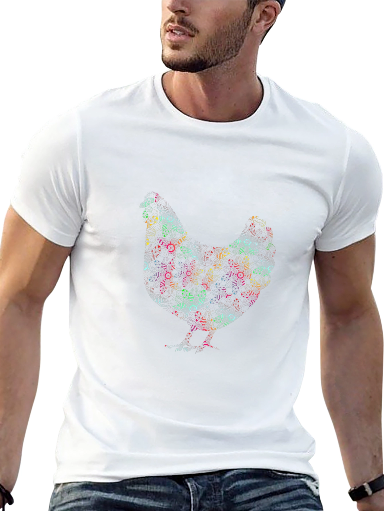 Abstract Chicken Graphic T-Shirt