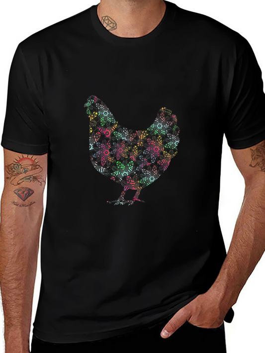 Abstract Chicken Graphic T-Shirt