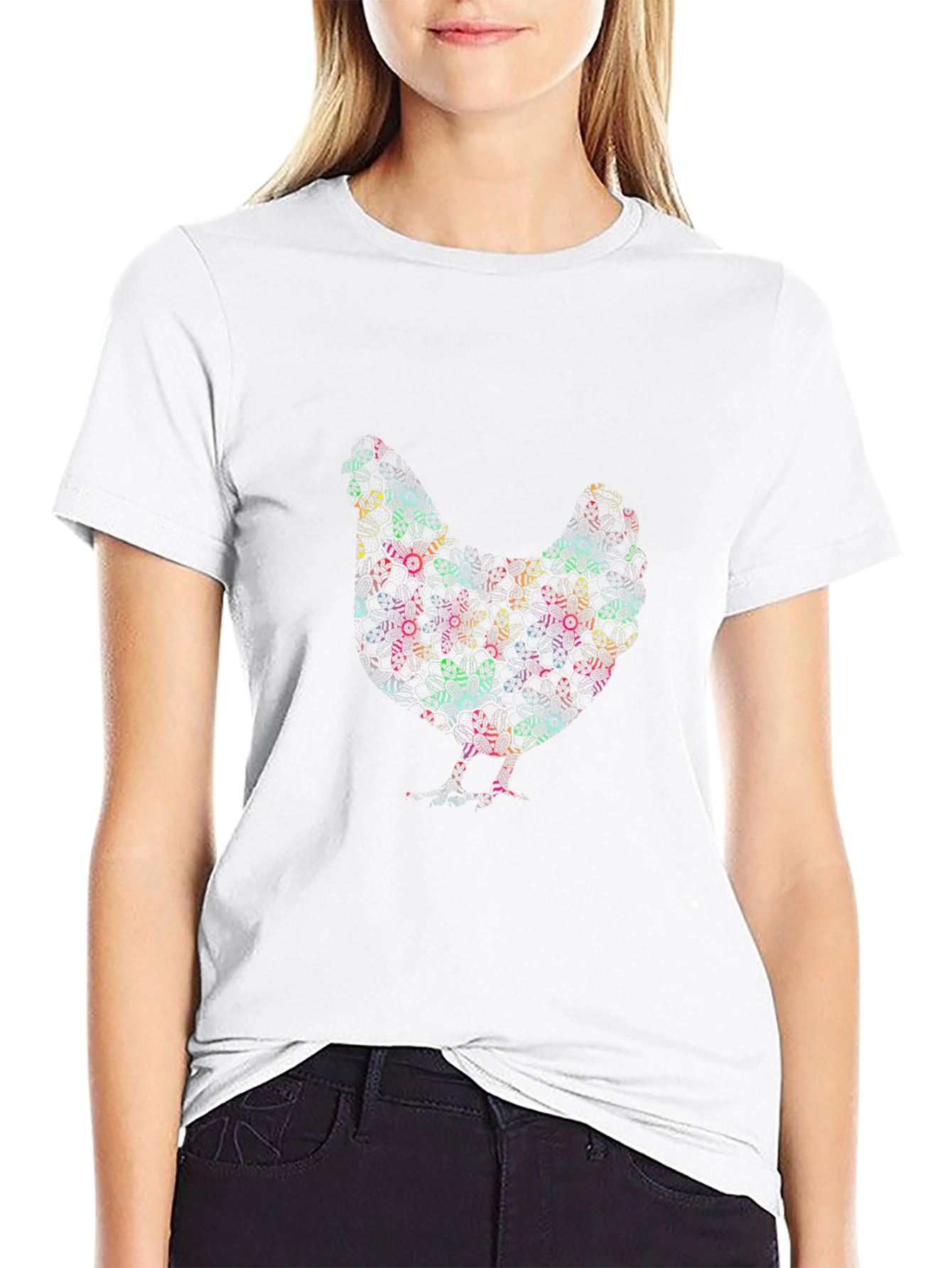 Abstract Chicken Graphic T-Shirt