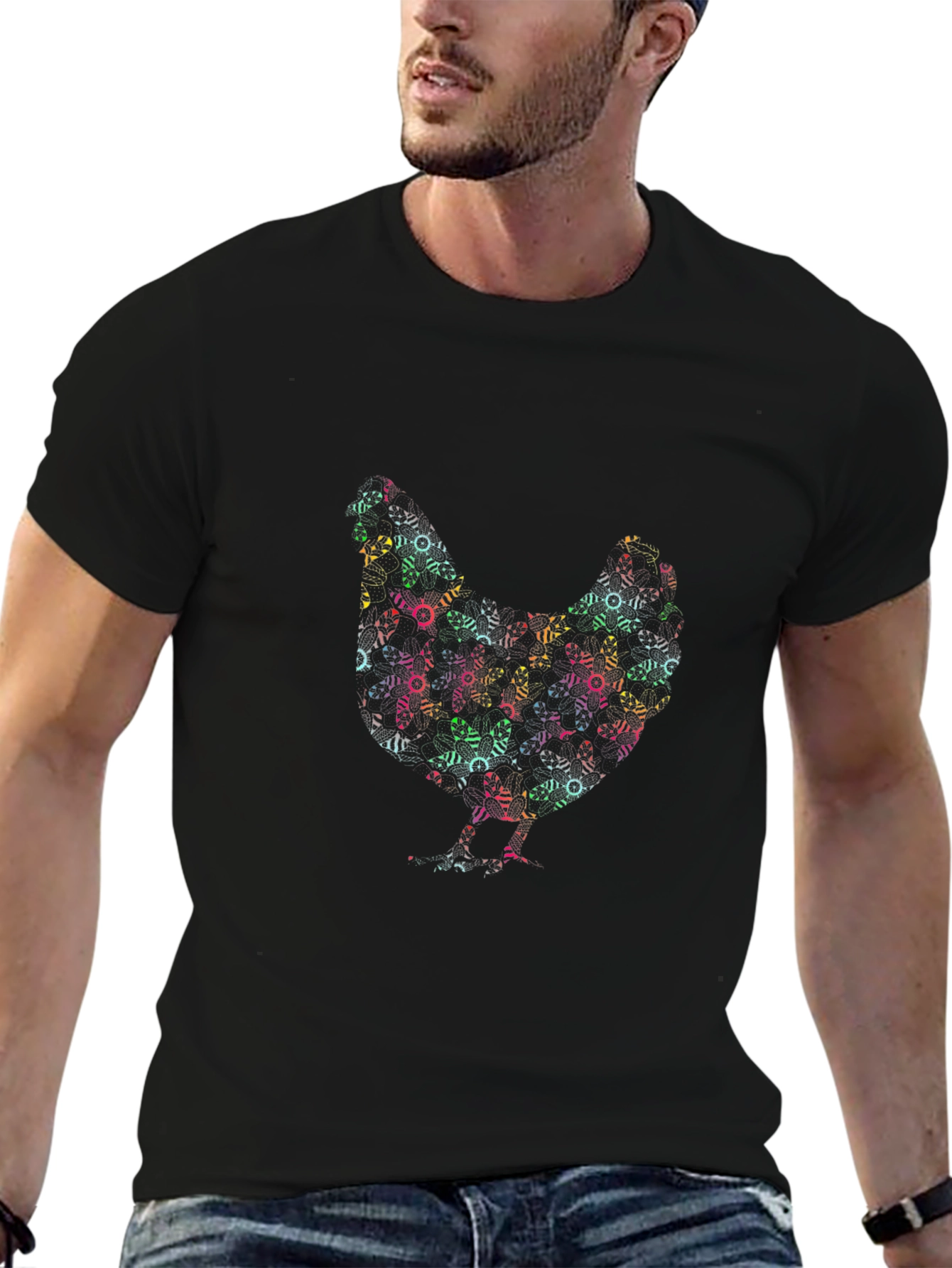 Abstract Chicken Graphic T-Shirt