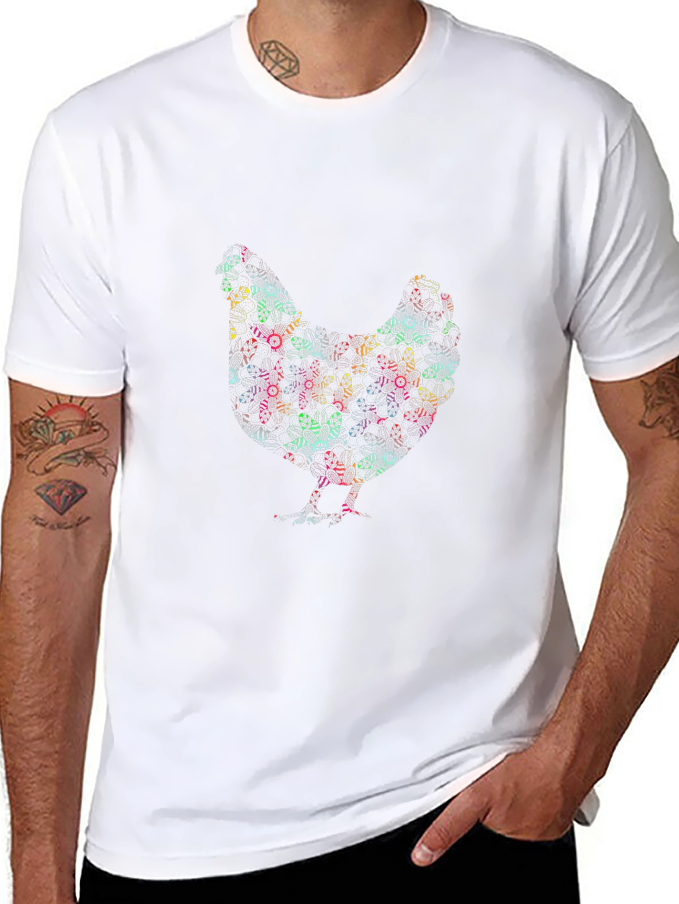 Abstract Chicken Graphic T-Shirt