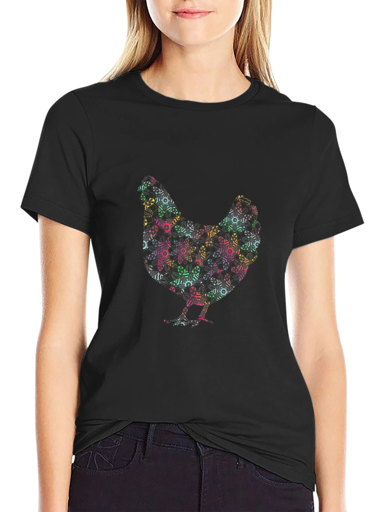 Abstract Chicken Graphic T-Shirt