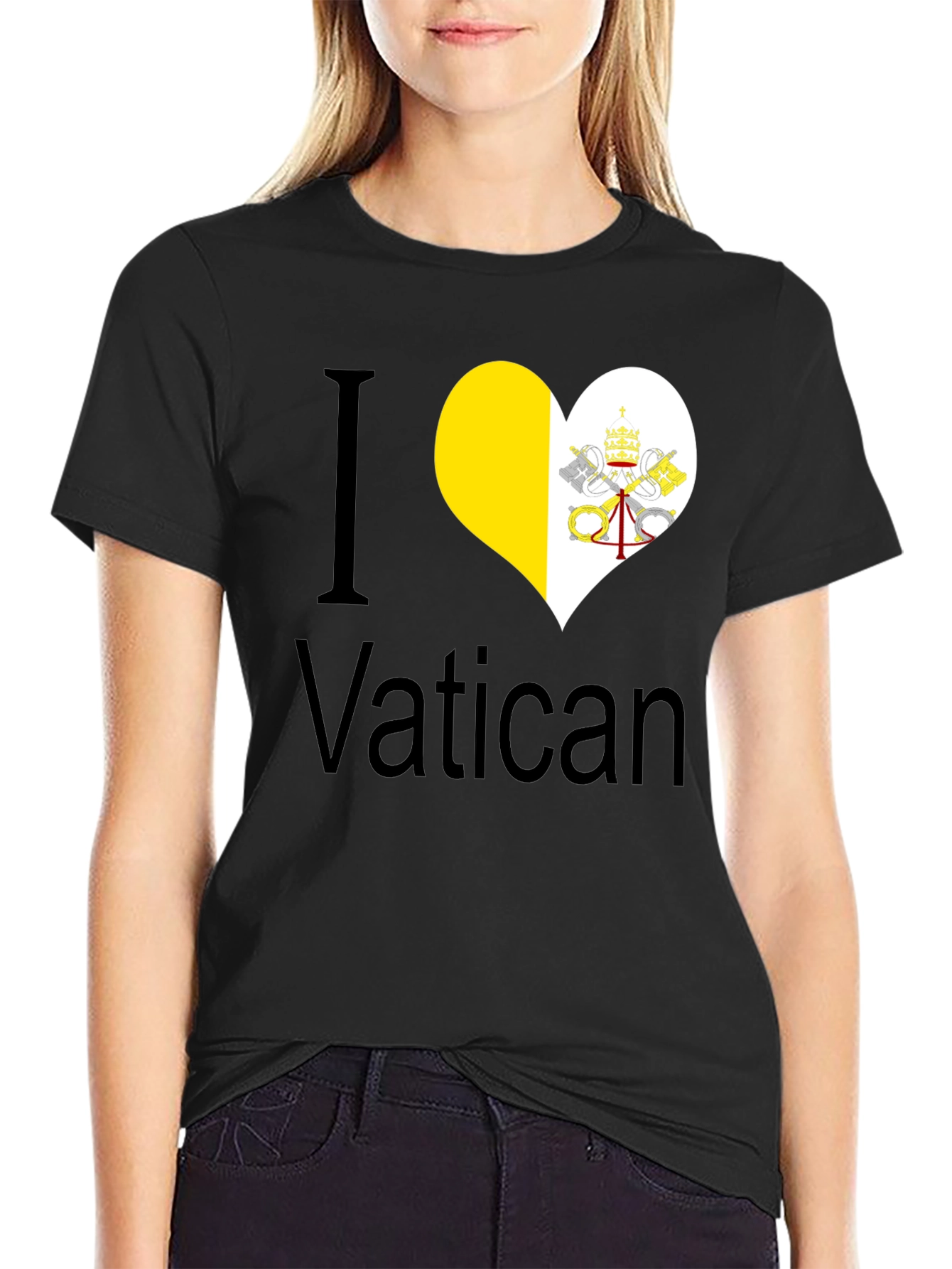 I Heart Vatican City Black T-Shirt