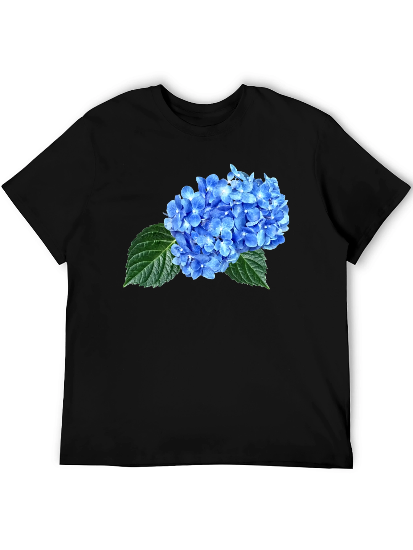 Blue Hydrangea Graphic Tee - Unisex Black T-Shirt