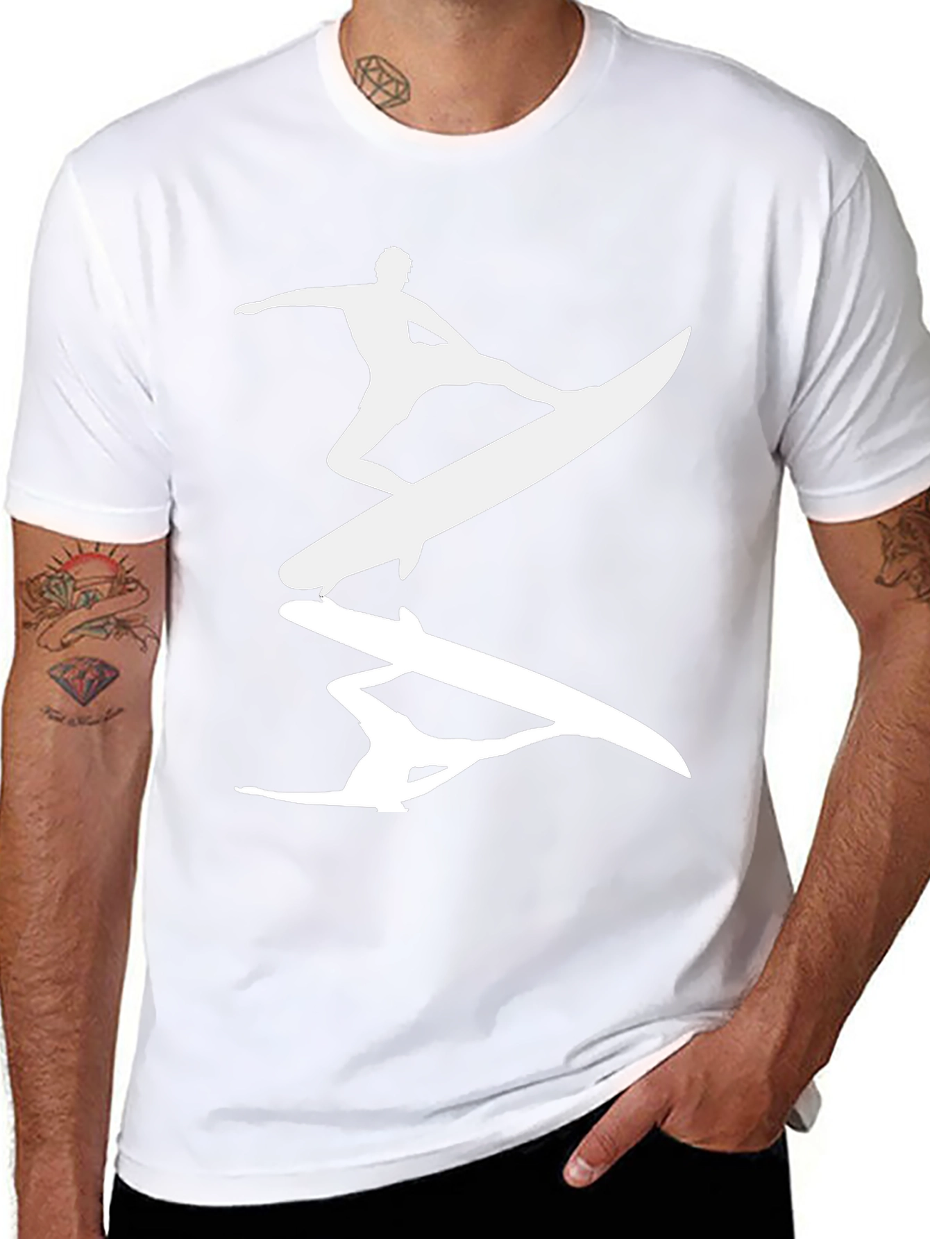 Surfer Silhouette Graphic Tee - Mens Black T-Shirt