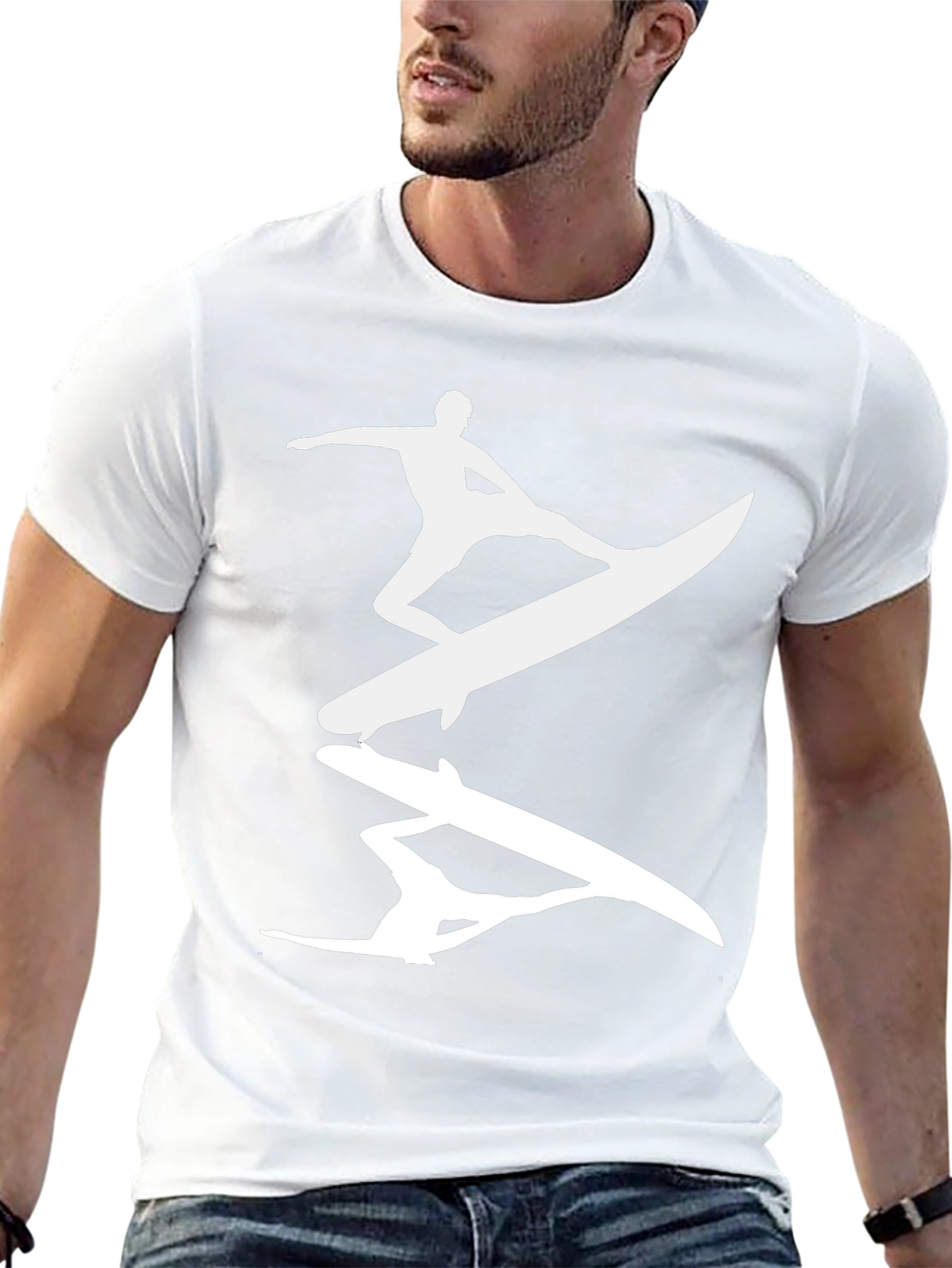 Surfer Silhouette Graphic Tee - Mens Black T-Shirt