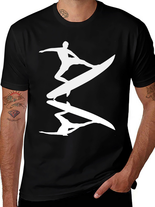Surfer Silhouette Graphic Tee - Mens Black T-Shirt