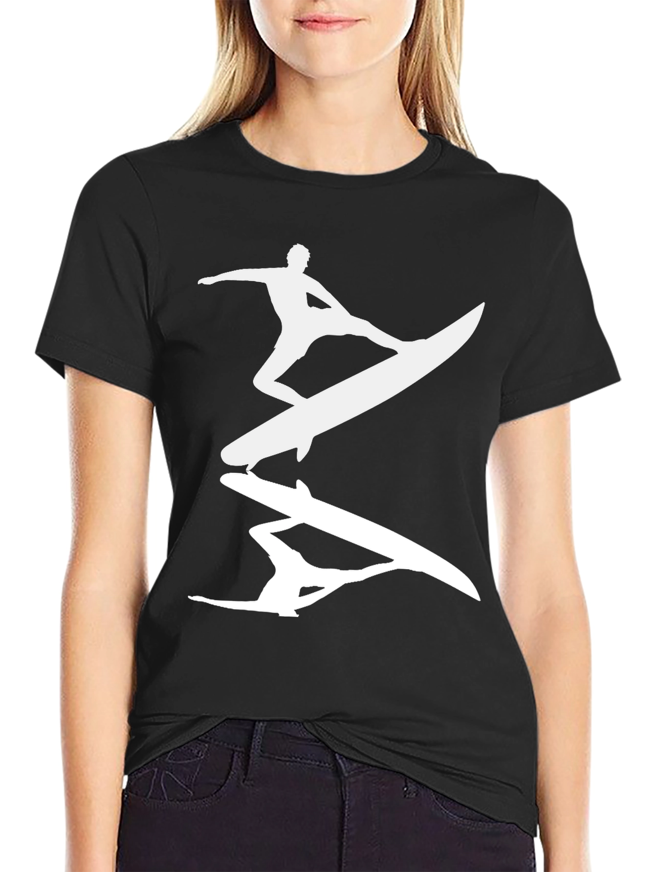 Surfer Silhouette Graphic Tee - Mens Black T-Shirt