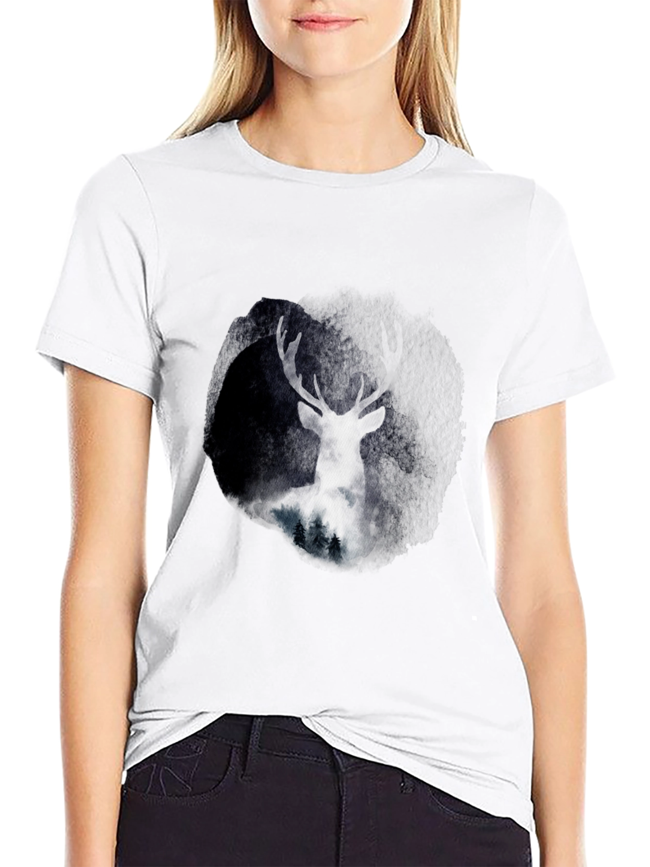 Deer Silhouette Black Tee