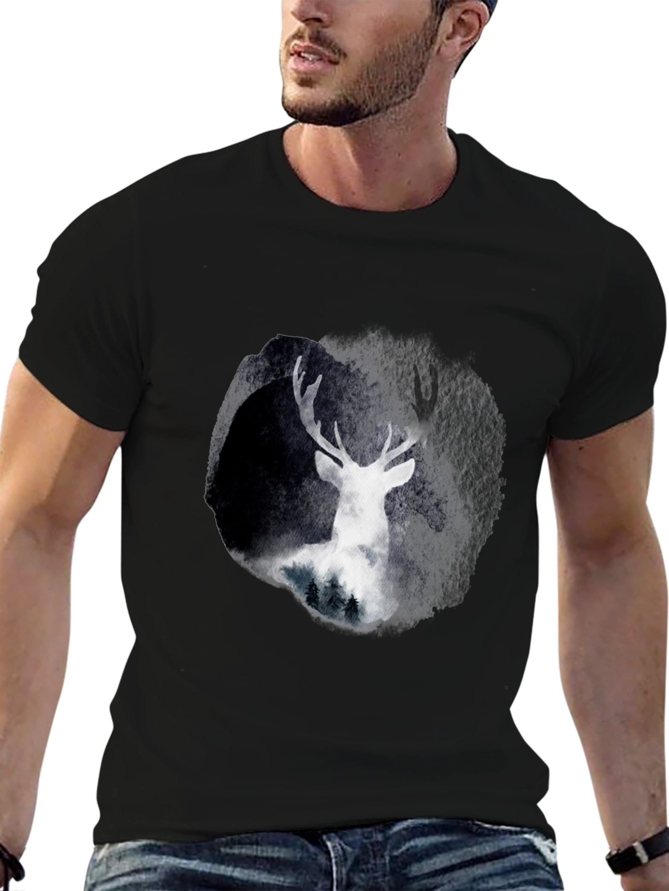 Deer Silhouette Black Tee