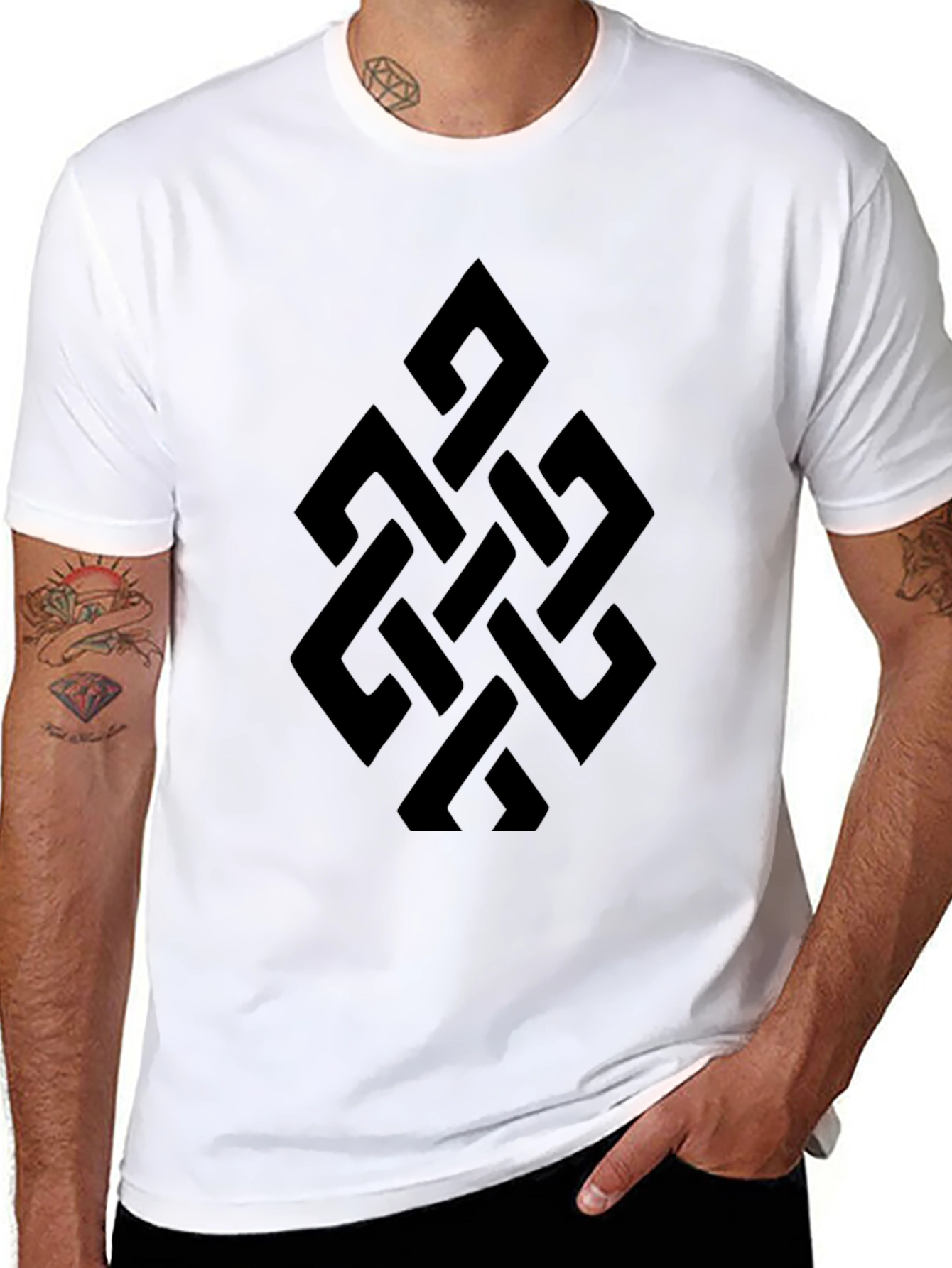Geometric Knot Graphic Tee - Modern Black T-Shirt