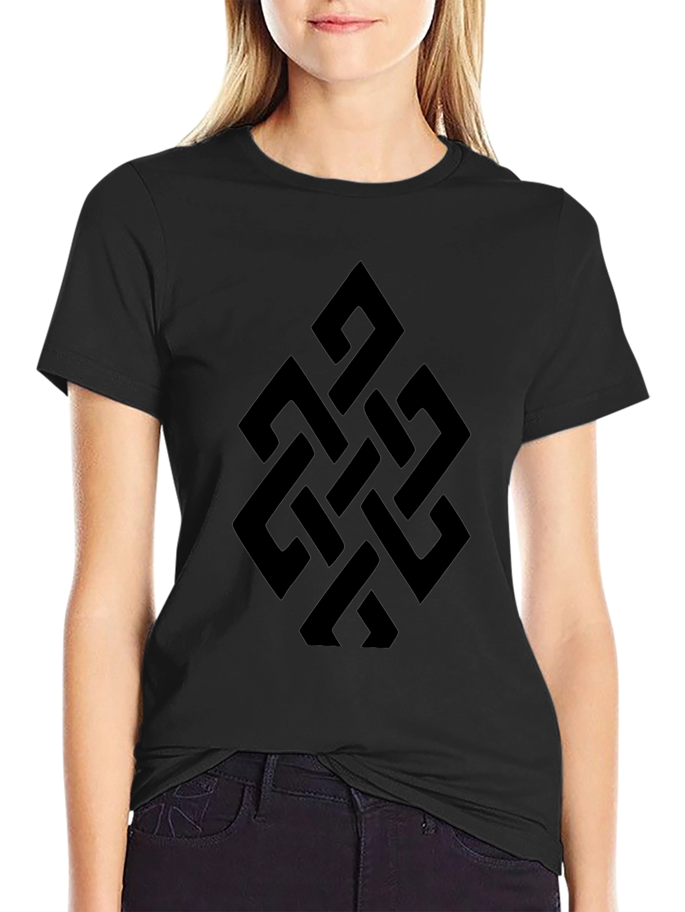 Geometric Knot Graphic Tee - Modern Black T-Shirt
