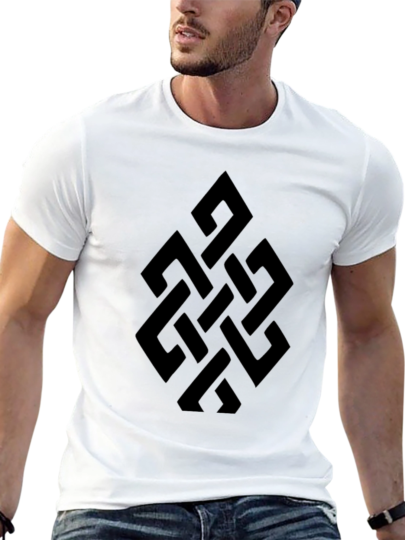 Geometric Knot Graphic Tee - Modern Black T-Shirt