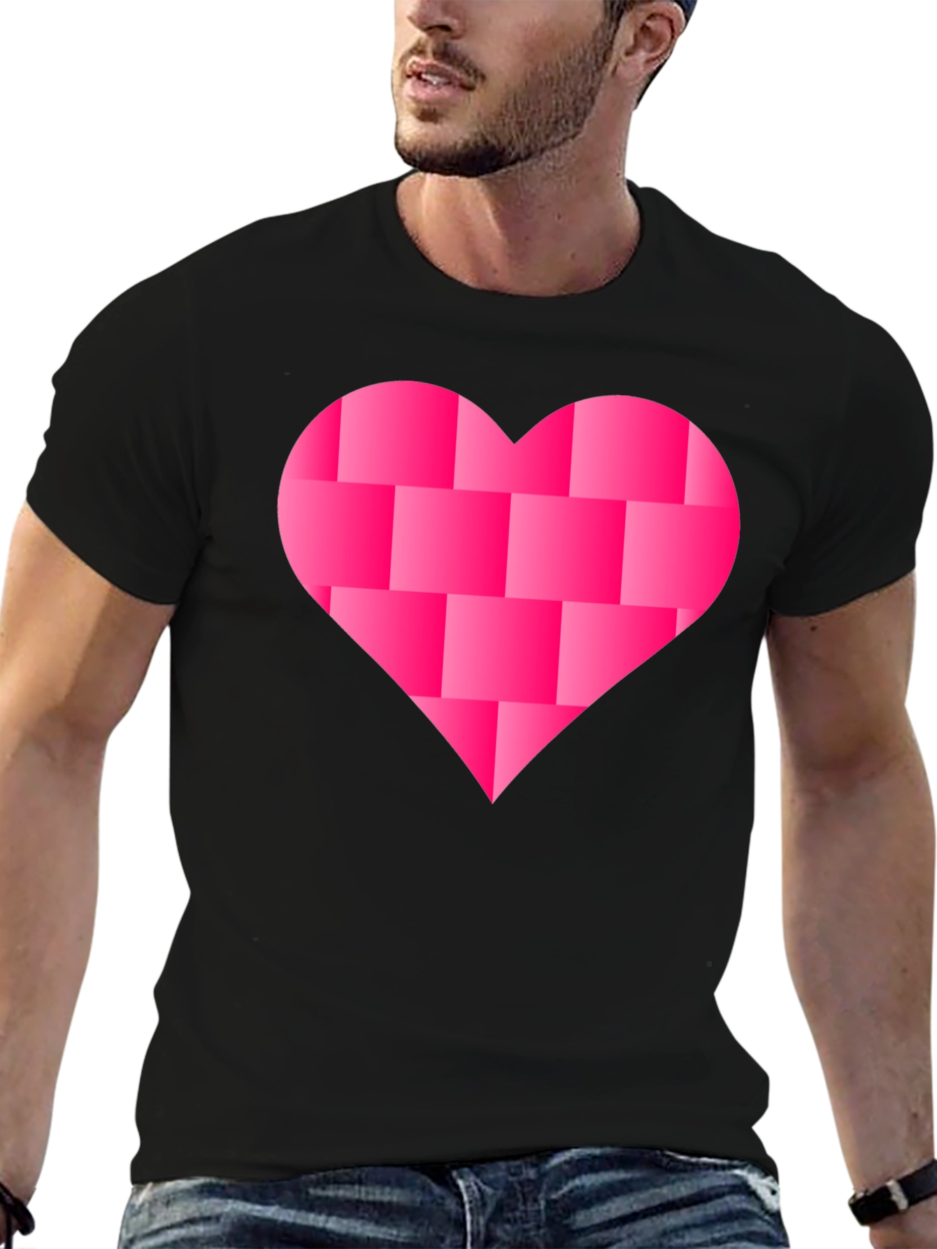 Heart Blocks Graphic Tee - Black Casual Shirt