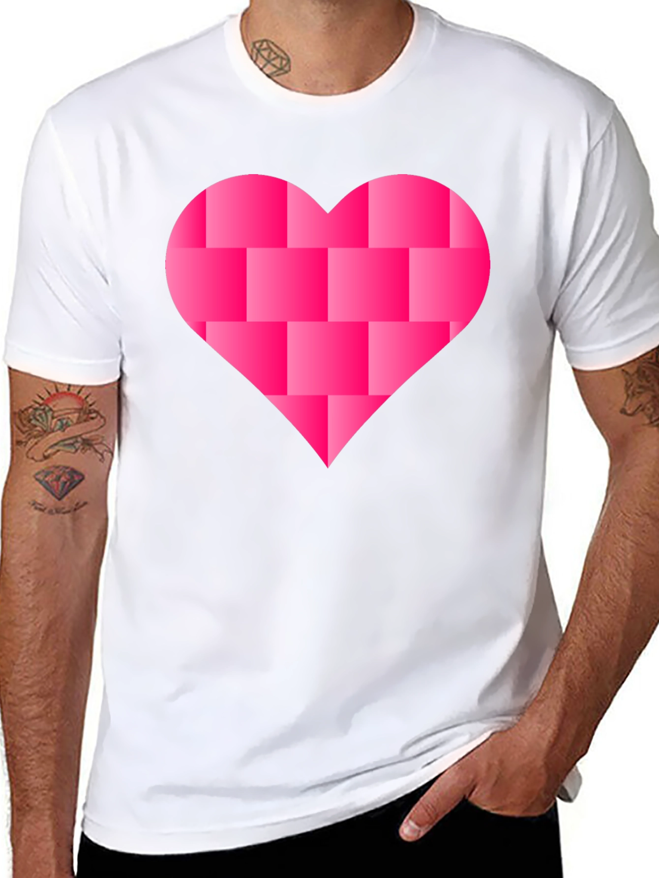 Heart Blocks Graphic Tee - Black Casual Shirt