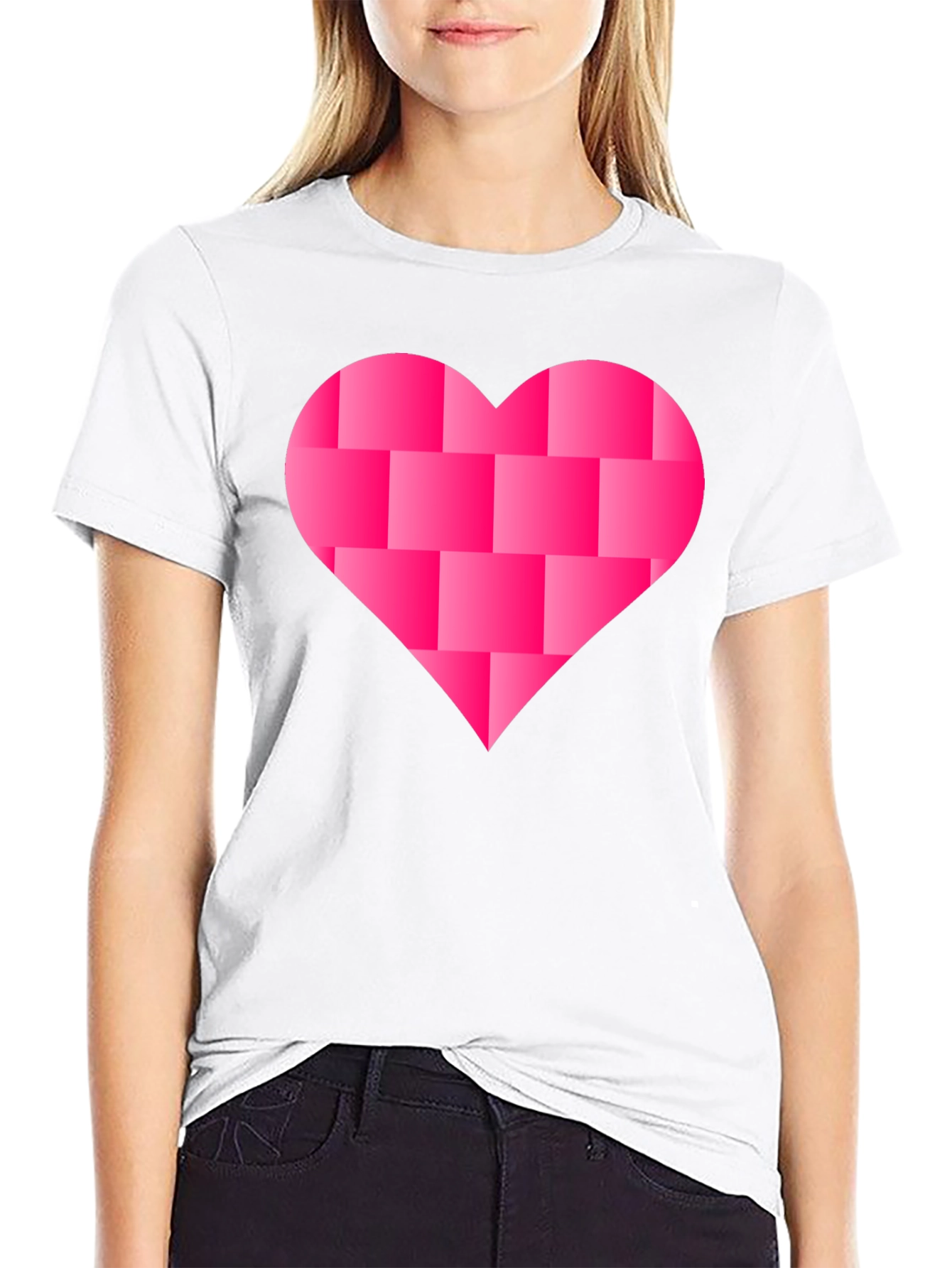 Heart Blocks Graphic Tee - Black Casual Shirt