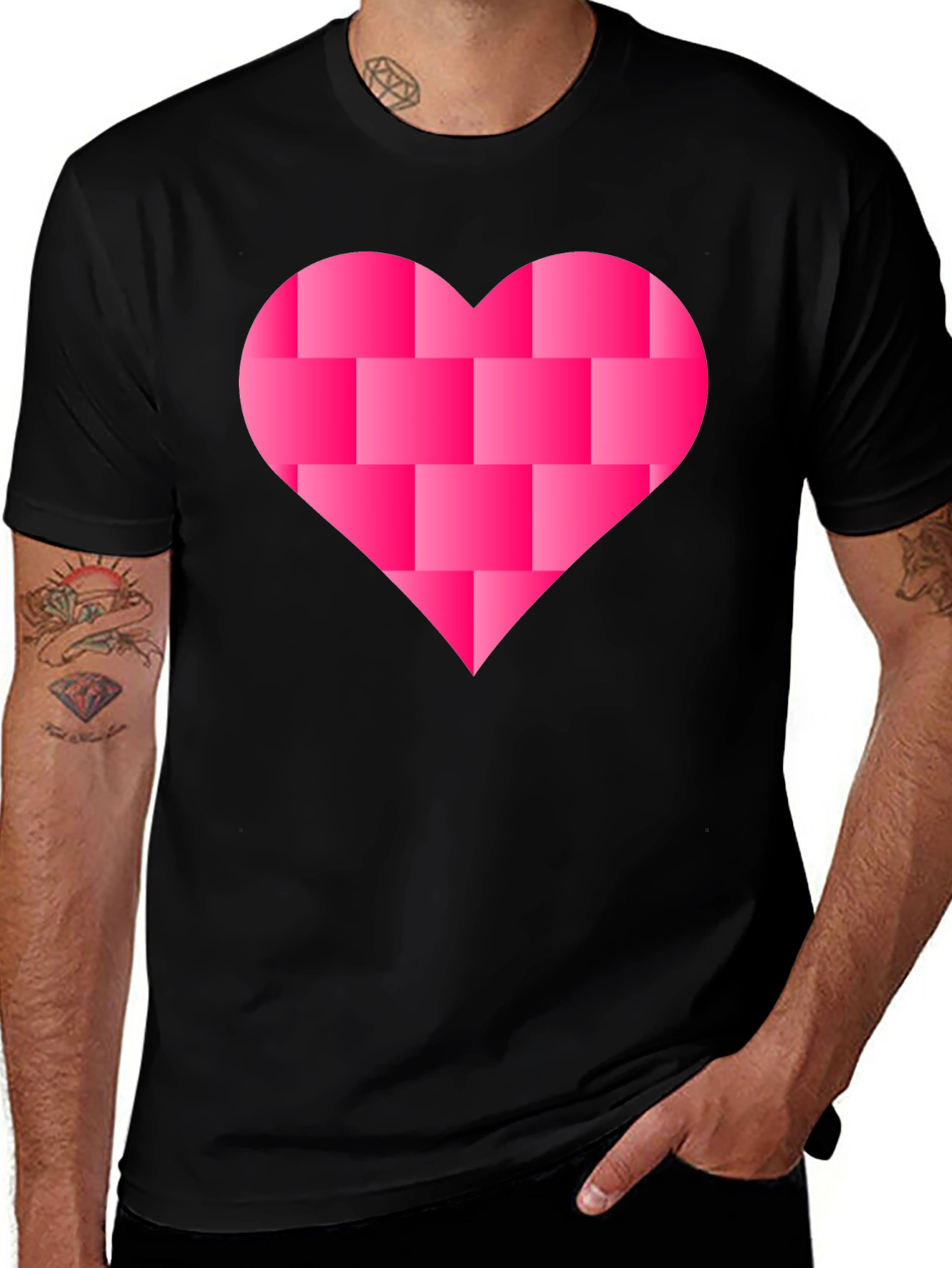 Heart Blocks Graphic Tee - Black Casual Shirt