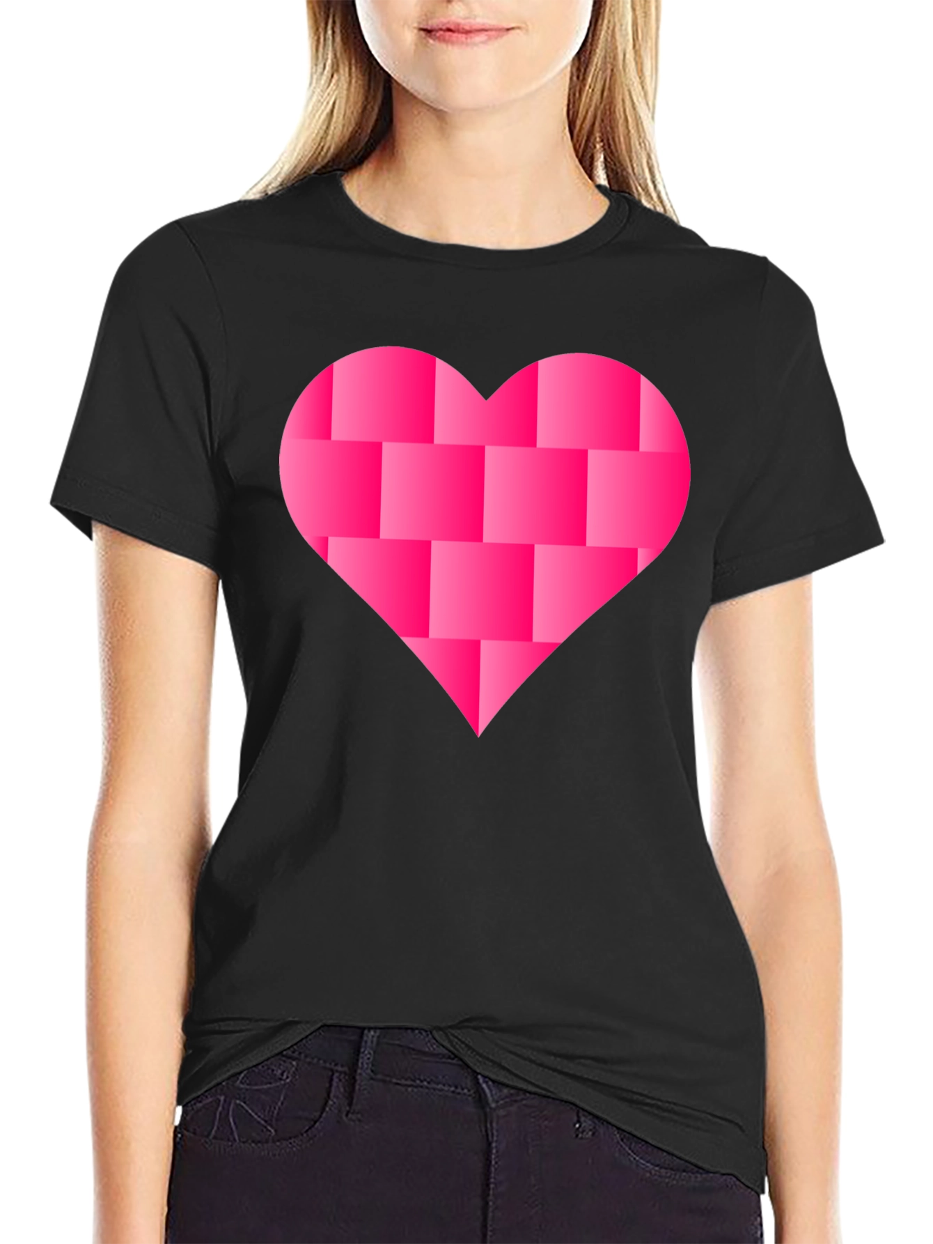 Heart Blocks Graphic Tee - Black Casual Shirt