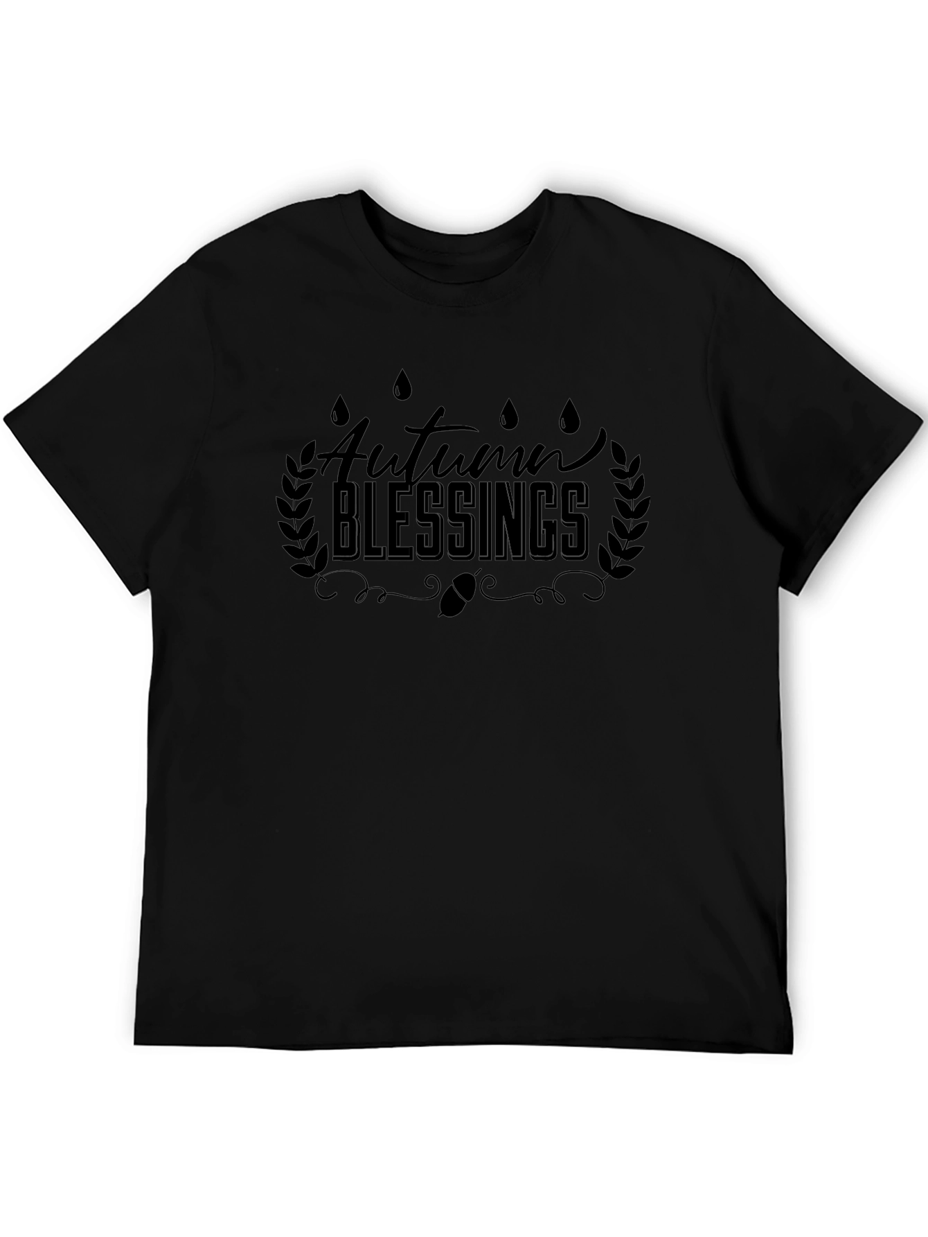 Autumn Blessings Black Graphic T-Shirt