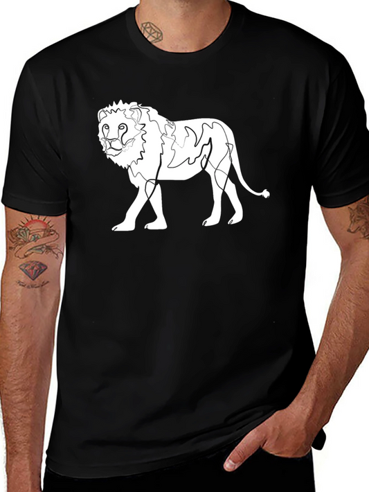 Lion Graphic Tee - Black Cotton T-Shirt